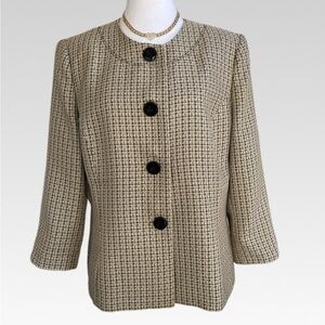 Evan Picone Black and Tan Checkered Blazer size 14